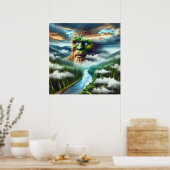 Sasquatch met Blauwe Ogen Poster (Keuken)
