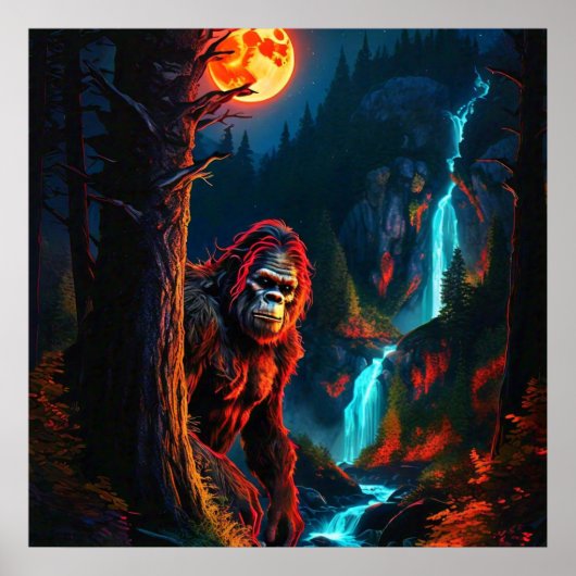 Sasquatch Moonlit Hunt Poster (Voorkant)