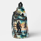 Sasquatch op een boskam boven de oceaan sling bag (Voorkant)