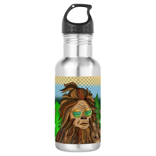 Sasquatch Peace Sign | Retro Bigfoot Waterfles (Voorkant)