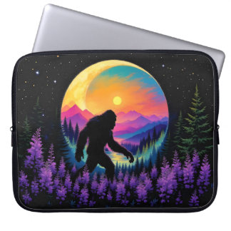 Sasquatch Rainbow Mountain Maan Muur Klok Laptop Sleeve