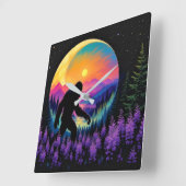 Sasquatch Rainbow Mountain Moon Horloge murale (Angle)