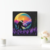 Sasquatch Rainbow Mountain Moon Horloge murale (Maison)