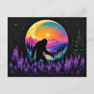 Sasquatch Rainbow Mountain Moon Wall Clock Briefkaart