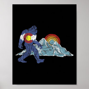 Sasquatch Retro Staatsvlag Colorado Rocky Mountain Poster