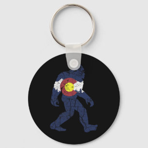 Sasquatch Retro Staatsvlag Colorado Rocky Mountain Sleutelhanger