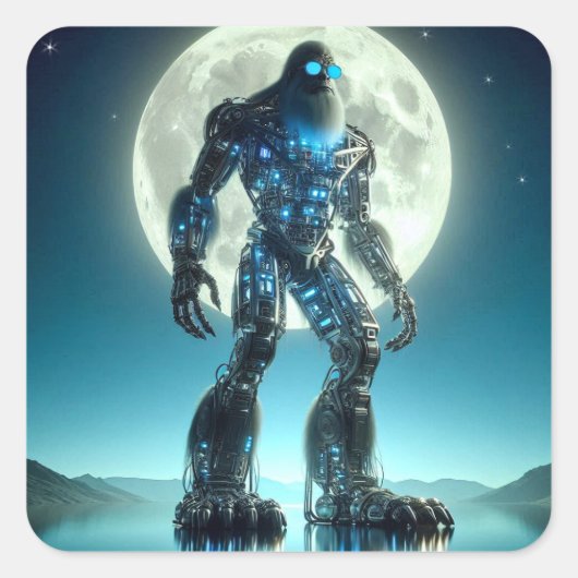 Sasquatch-robot Vierkante Sticker (Voorkant)