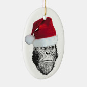 Sasquatch Santa Funny kerstboomversiering Keramisch Ornament (Rechts)