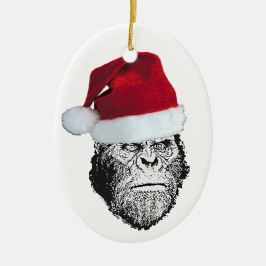 Sasquatch Santa Funny kerstboomversiering Keramisch Ornament (Voorkant)