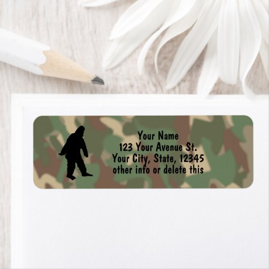 Sasquatch Silhouet Camouflage Adresetiketten SM Etiket (Insitu)