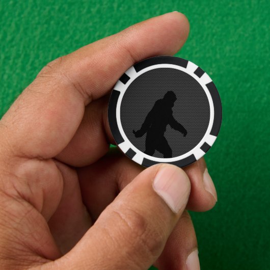 Sasquatch Silhouette op de afdruk van koolstofveze Poker Chips (Hand)