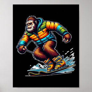 Sasquatch Ski Avontuur Bigfoot Winterpret Poster