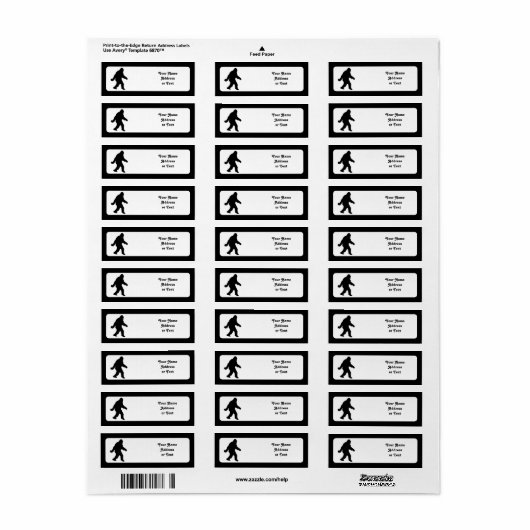 Sasquatch Squatchin' Silhouette Etiket (Full Sheet)
