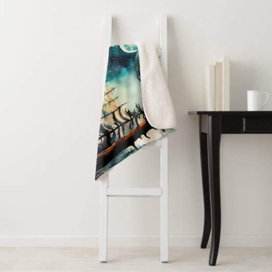 Sasquatch Staand onder het maanlicht Sherpa Deken (In situ)