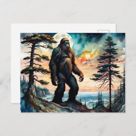 Sasquatch Staand op Ridge met uitzicht op de oceaa Briefkaart (Voorkant / Achterkant)