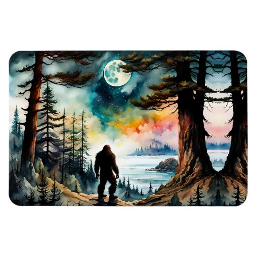 Sasquatch Staand op Ridge met uitzicht op de oceaa Magneet (Horizontaal)