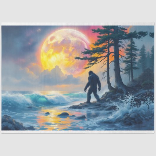 Sasquatch Standing on an Ocean Shore Tissuepapier (Voorkant)