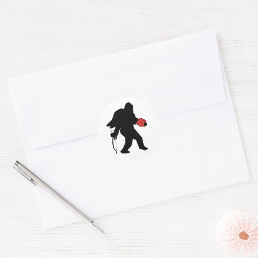 Sasquatch Valentijnsdag Ronde Sticker (Envelop)
