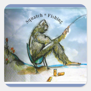 Sasquatch Vissen Vierkante Sticker