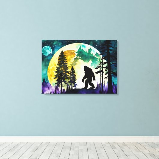 Sasquatch Volle Maan Canvas Afdruk (Insitu (Houten vloer))