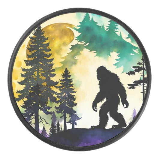 Sasquatch Volle Maan Hockey Puck (Voorkant)