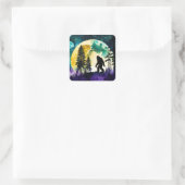 Sasquatch Volle Maan Vierkante Sticker (Tas)