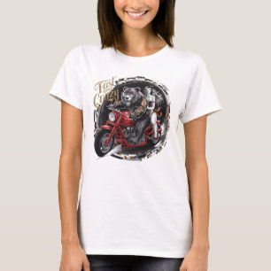 Sasquatch Yeti bigfoot op een motor T-shirt