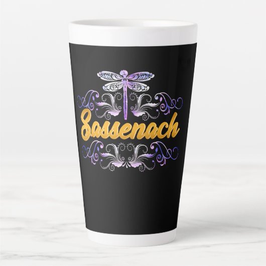 Sassenach Outlander Blue Dragonfly Latte Mok (Voorkant)