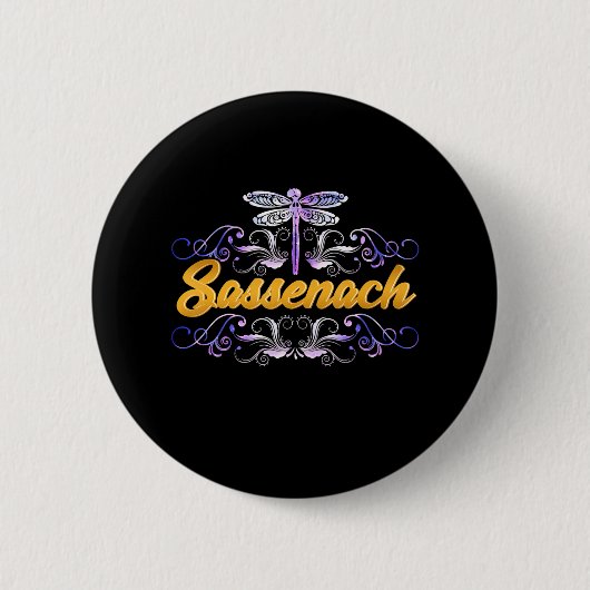 Sassenach Outlander Blue Dragonfly Ronde Button 5,7 Cm (Voorkant)