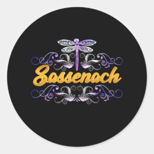 Sassenach Outlander Blue Dragonfly Ronde Sticker
