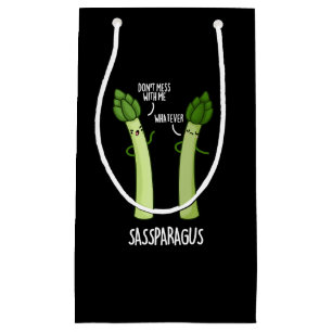 Sassparagus Funny Asparagus Vegetable Pun Dark BG Klein Cadeauzakje