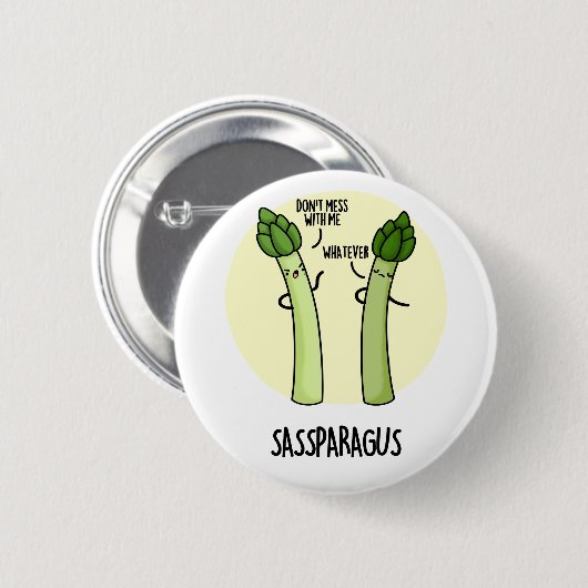 Sassparagus Grappige Asparagus Plantaardige Pun Ronde Button 5,7 Cm (Voorkant /achterkant)