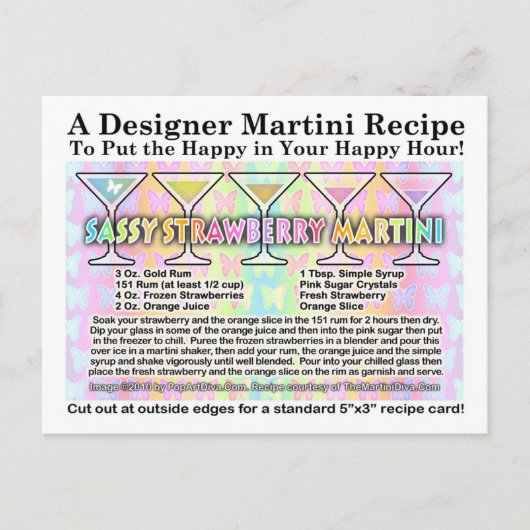 Sassy aardbery Spring Martini Recipe Kaart (Voorkant)