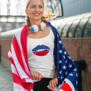 Sassy American Red White en Blue Lips Tanktop