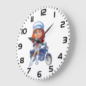 Sassy Biker Meisje met rood haar en motorfiets Grote Klok (Hoek)