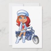 Sassy Biker Meisje met rood haar en motorfiets Kaart (Voorkant)