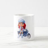 Sassy Biker Meisje met rood haar en motorfiets Koffiemok