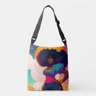 Sassy Black Afro Girl International Women's Day Crossbody Tas