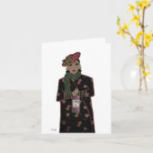Sassy Black/Brown Lady Wine Birthday Card Kaart (Gele Bloem)