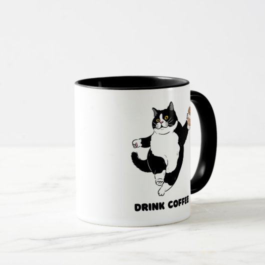 Sassy Black Cat Coffee Mug – Take a Break Reminder (Devant droit)