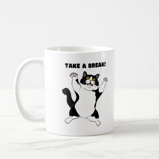 Sassy Black Cat Coffee Mug – Take a Break Reminder Koffiemok (Links)