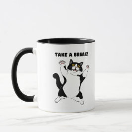 Sassy Black Cat Coffee Mug – Take a Break Reminder Mok