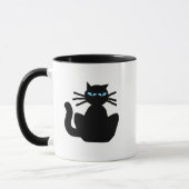 Sassy Black Cat met Blue Eyes Cartoon Mok (Links)