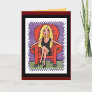 Sassy Blonde & een Rode Stoel - wenskaart Kaart