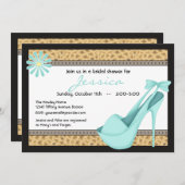 Sassy Blue Heels en Leopard Invitation Kaart (Voorkant / Achterkant)