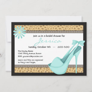Sassy Blue Heels en Leopard Invitation Kaart