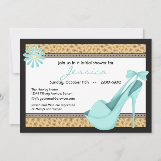 Sassy Blue Heels et Leopard Invitation (Devant)