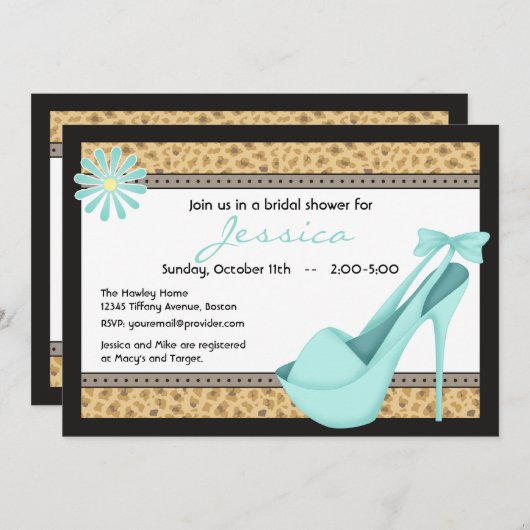 Sassy Blue Heels et Leopard Invitation (Devant / Derrière)