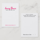 Sassy Bow Chubby Pink & Black Cards Visitekaartje (Voorkant / Achterkant)