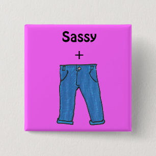 Sassy broek-knop vierkante button 5,1 cm
